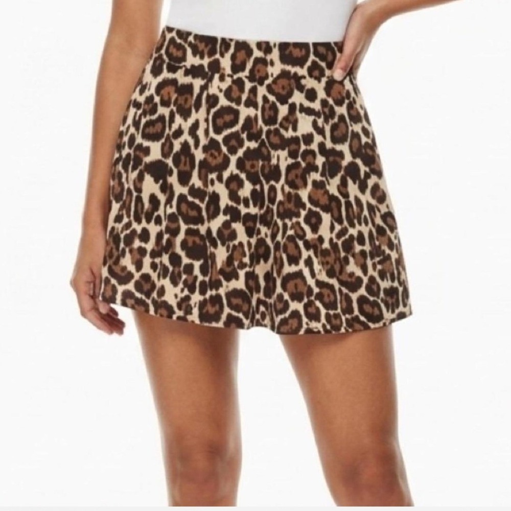 Banana Republic Womens Size 0 Petite Flowy A-Line Skirt Leopard Animal Print Zip